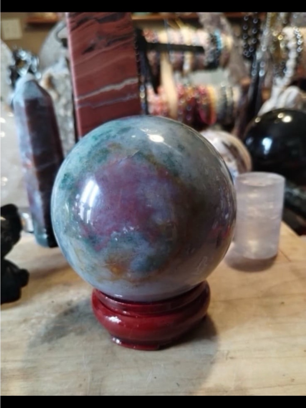 Ocean Jasper and moss agate mixed sphere